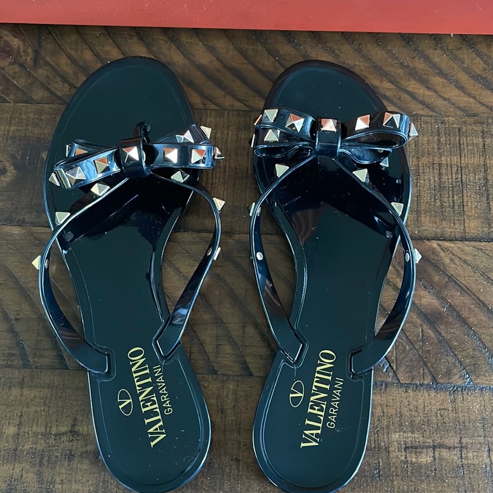 Valentino Rockstud flip flops size 7.5
